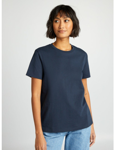 T-shirt uni en jersey - bleu marine