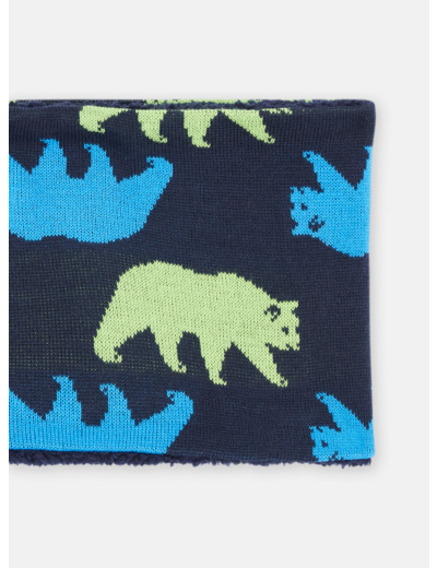 Snood marine à motif ours polaire pour garçon