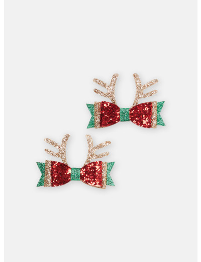 Lot de 2 pinces crocodilles Noël pour fille