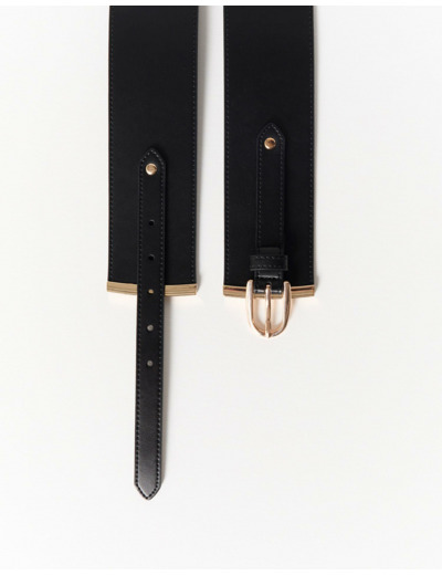 Ceinture large + de 5 cm unie NOIR Femme