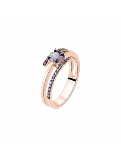 Bague CLEOR en Argent 925/1000 Rose et Oxyde Violet