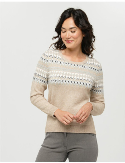 Pull jacquard beige