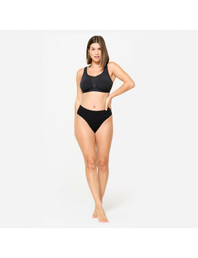 Brassière bretelles croisables maintien fort femme, Noir