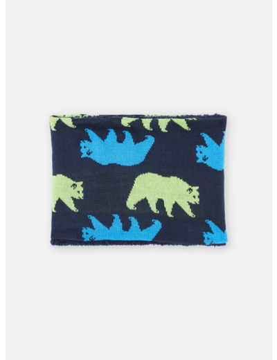 Snood marine à motif ours polaire pour garçon