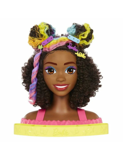 Barbie Ultra chevelure - Tête à coiffer brune avec mèches arc-en-ciel