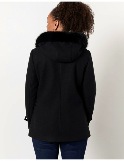 Manteau court uni NOIR Femme