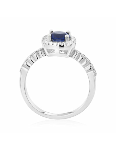 Bague CLEOR en Argent 925/1000 Blanc et Oxyde Bleu