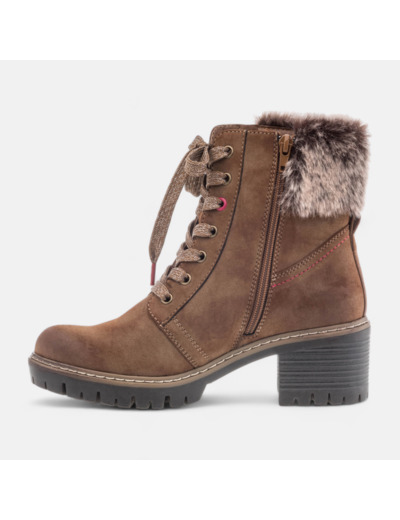 Bottines à lacets à talon Femme cognac