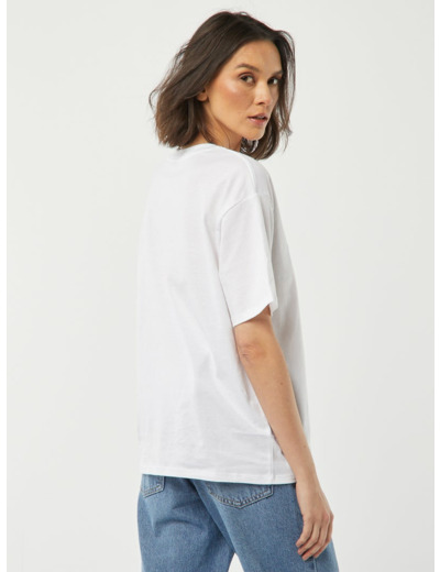 T-shirt en jersey manches courtes imprimé - Blanc