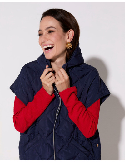 Manteau mi-long uni MARINE Femme