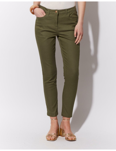 Pantalon 7/8 slim uni KAKI Femme