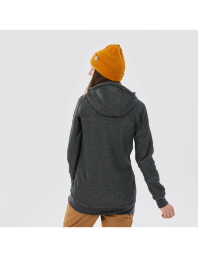 Sweat de snowboard à capuche 1/2 zip chaud et confort femme, gris