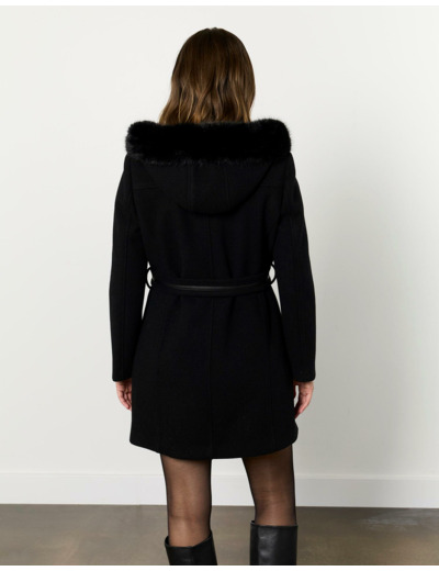 Manteau mi-long uni NOIR Femme