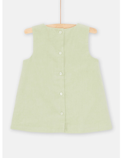 Robe verte en velours pour bébé fille