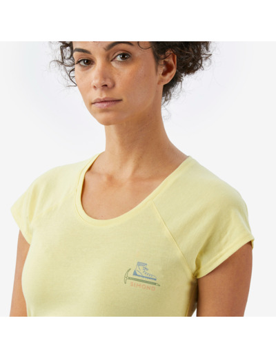 T-shirt d'escalade confortable femme, Vertika jaune, Montse Galbany