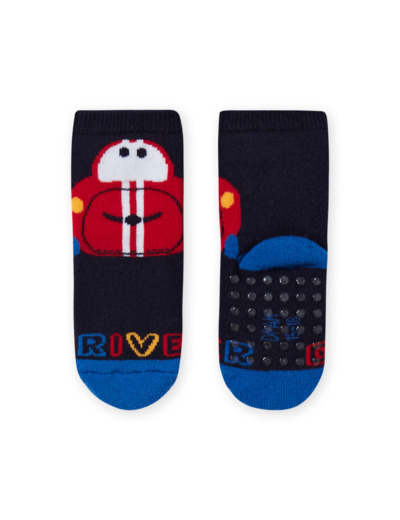 Chaussettes bleu marine motif voiture bébé garçon