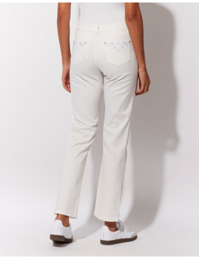 Pantalon 7/8 droit uni BLANC Femme