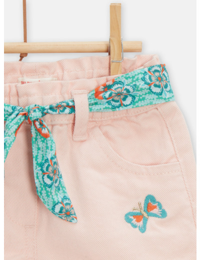 Short en denim rose pour bébé fille