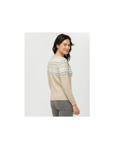 Pull jacquard beige