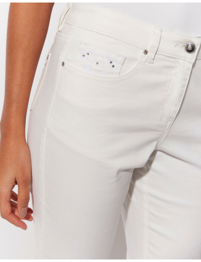 Pantalon 7/8 droit uni BLANC Femme