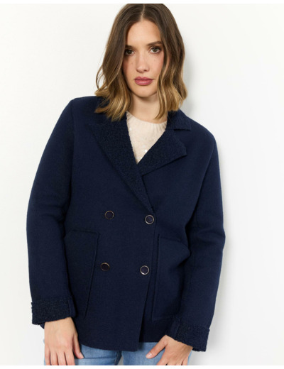 Manteau mi-long uni MARINE Femme