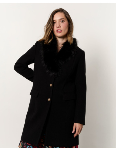 Manteau longueur genoux uni NOIR Femme