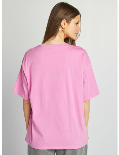 T-shirt oversize uni manches courtes - ROSE