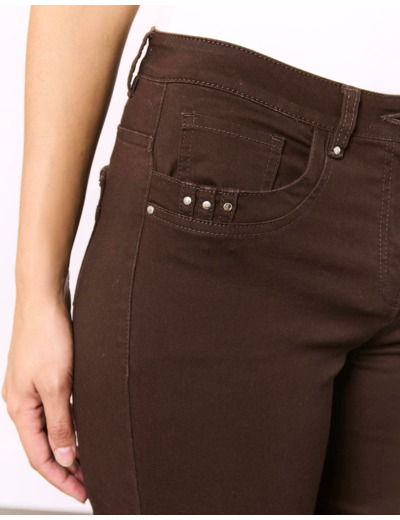 Pantalon long droit uni MARRON Femme