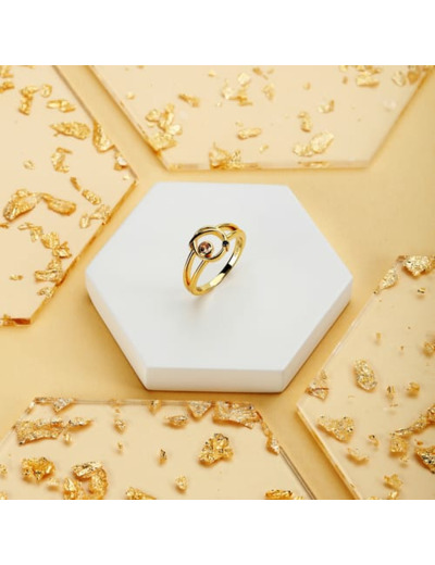 Bague L'ADORÉE en Argent 925/1000 Jaune et Oxyde Beige