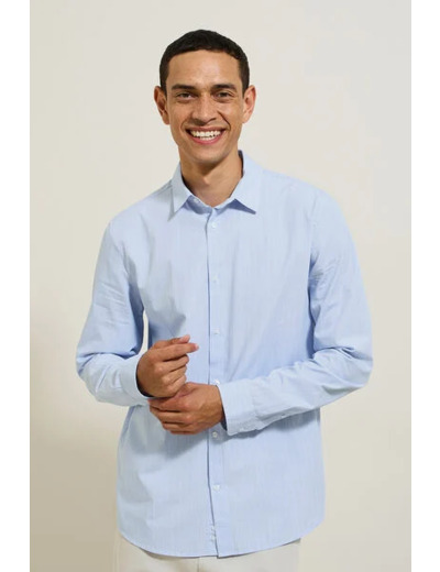 Chemise en coton rayée - Bleu clair