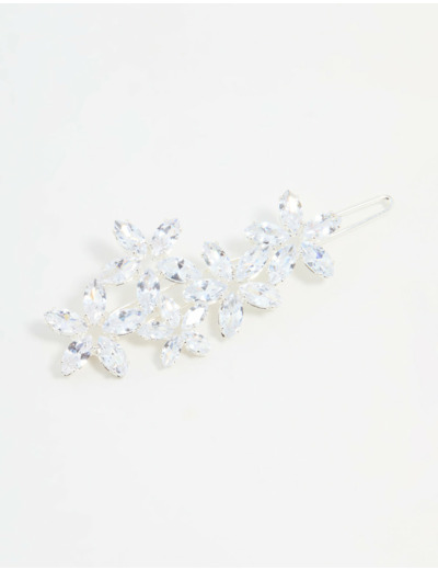 Silver Diamante Flower Cluster Hair Clip