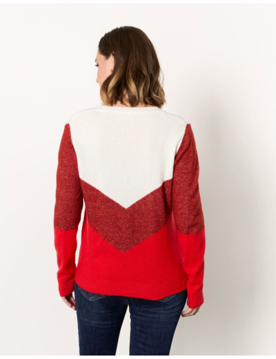 Pull épais color bloc ECRU Femme