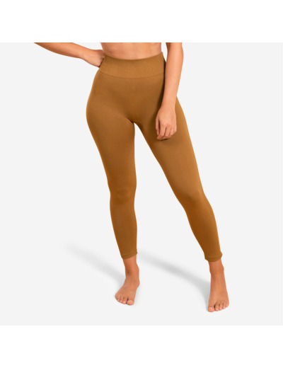 Legging yoga taille haute 7/8e femme, marron