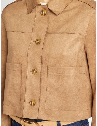 Veste en suédine avec poches - Beige