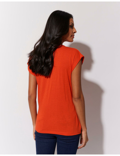 Top manches courtes uni ORANGE Femme