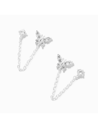 Boucles d’oreilles à chaîne papillon en argent