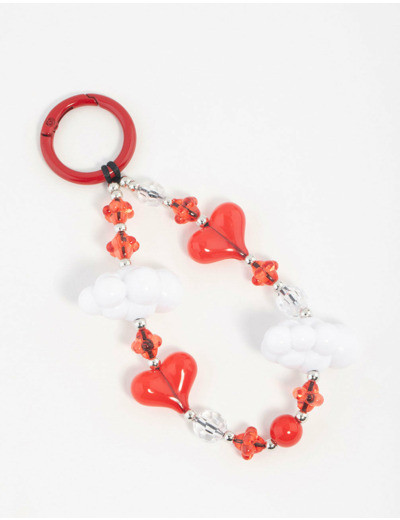 Red & White Cloud Heart Keychain