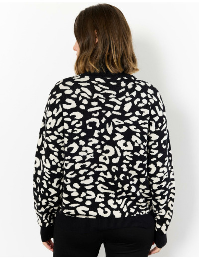 Pull épais 100% coton bicolore NOIR Femme