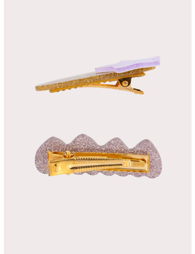 Lot de 3 barrettes étoiles et coeurs paillettés pour fille