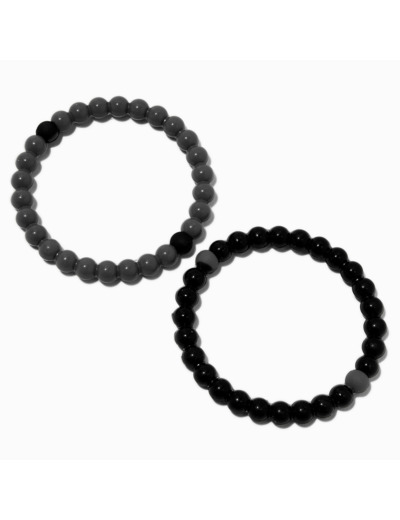 Bracelets porte-bonheur noir et gris - Lot de 2