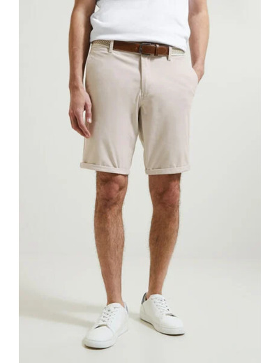 Bermuda chino uni avec ceinture - Beige