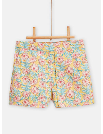 Short jaune imprimé fleuri pour fille