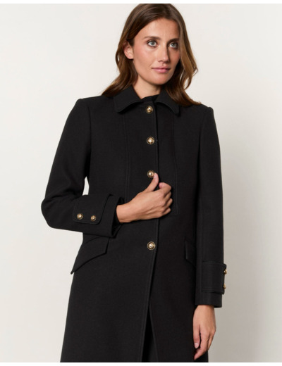 Manteau long uni NOIR Femme