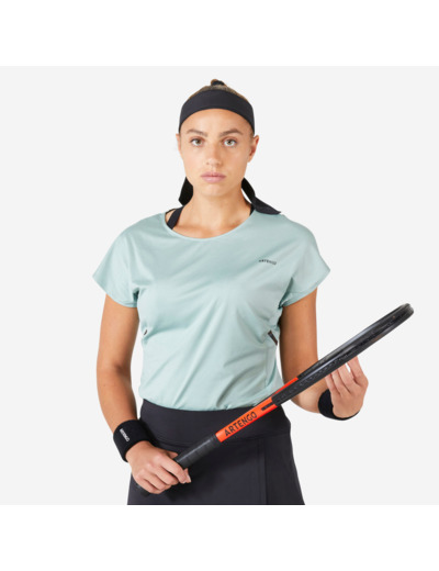 T-Shirt tennis col rond dry soft femme - Dry 500 Vert de gris