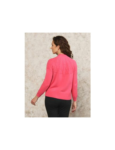 Pull col montant rose