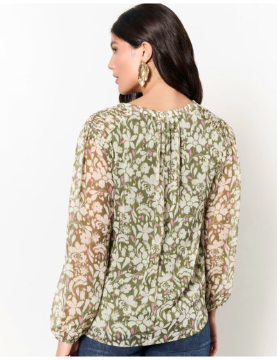 Blouse manches longues imprimé à fleurs KAKI Femme