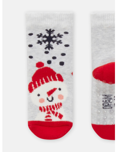 Chaussettes gris chiné noël pour bébé garçon