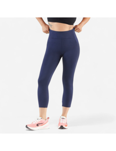 Legging court de running respirant Femme - KIPRUN Run 500 Confort bleu marine