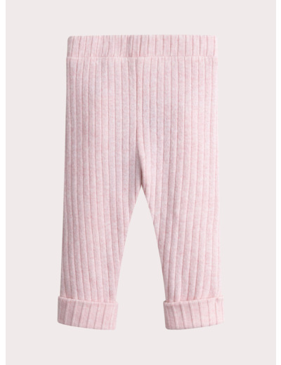 Legging rose chinée en côte pour bébé fille