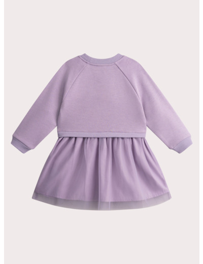 Robe sweat avec tulle animation fleur voilet pour fille